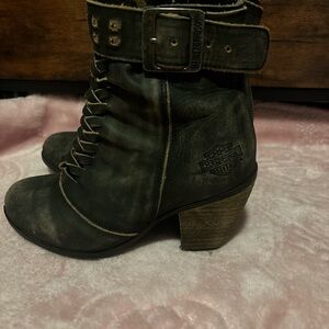 Harley-Davidson Women's Distressed Black Moto Boots #vintage